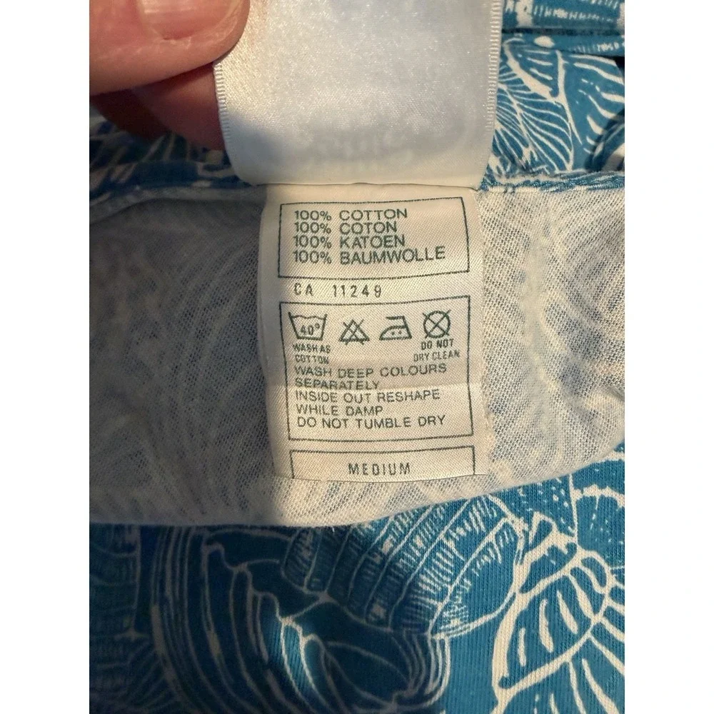 Vintage 1991 Laura Ashley Turquoise & White Seashell Cotton Midi Sundress Sz M - Picture 10 of 11